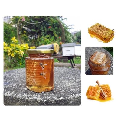 Madu Sarang / Honey comb / Pure Honey kemasan hexagonal kaca